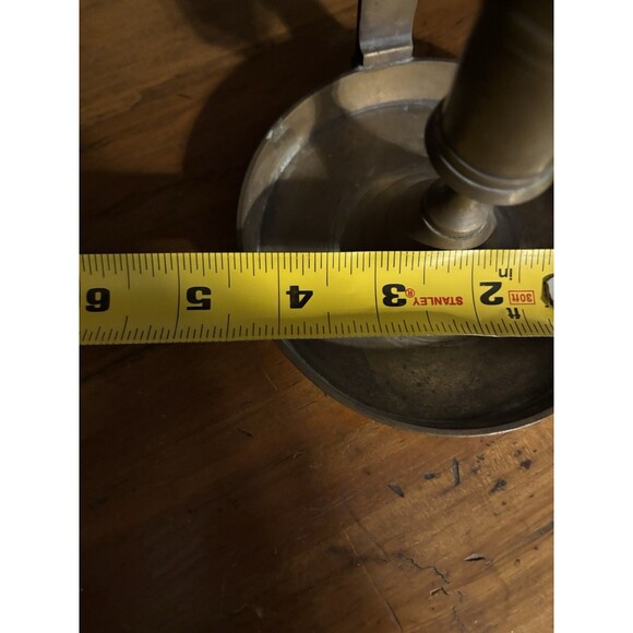 Antique 19th century brass candle holder chamberstick With Snuffer - Picture 8 of 9